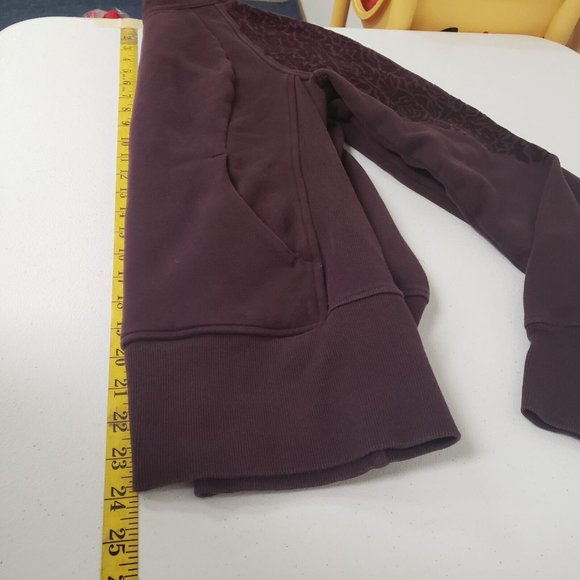 Lululemon Womens Fleece Floral Flock Pull Over Size 6 Purple Long Sleeve Mock - Picture 6 of 8